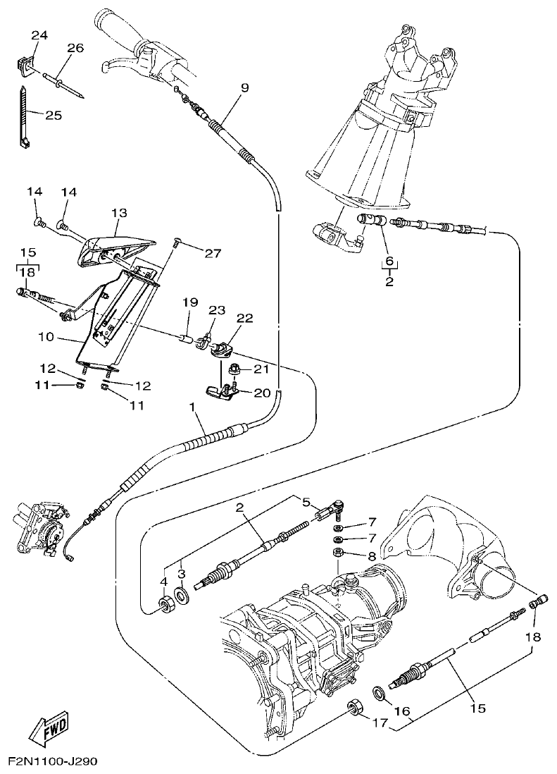 Yamaha F2NN CONTROL CABLE parts diagram